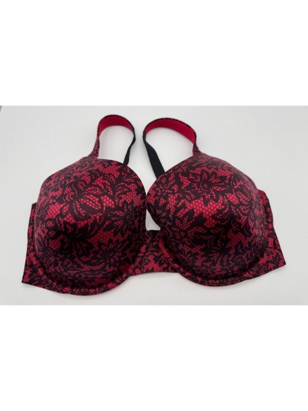 Soma Enhancing Shape Full Coverage Bra Red Black Floral Underwire Size 38DDD